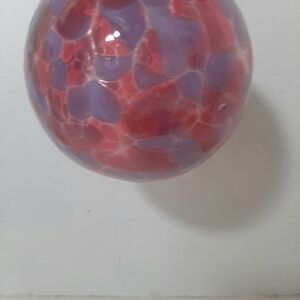 Hand-Blown Glass Art Sphere in Pink and Lavender 4.5 in.